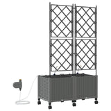 Garden Planter with Irrigation&Wheels 2 pcs Light Grey PP 3423007
