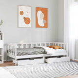 Daybed with Drawers without Mattress White 90x200 cm Solid Wood 3302072