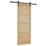 Sliding Door Manual Natural and black 78 x 202 cm 3333274
