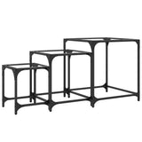 ZNTS Nesting Coffee Tables 3 pcs with Transparent Glass Top Steel 845986