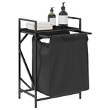Laundry Basket 1 Compartment with Shelf Black Oak 859070