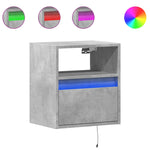 ZNTS Wall-mounted Bedside Cabinet with LED Lights Concrete Grey 3307981