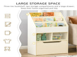 Kids Bookshelf, Toy Organiser, with Storage Drawer, Wheels - White T3398P347679