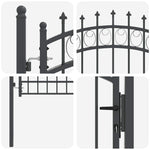 Fence Gate with Spikes Grey 200 x 100 cm Powder-coated steel 42008991