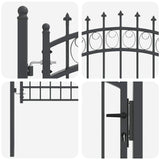 Fence Gate with Spikes Grey 200 x 100 cm Powder-coated steel 42008991
