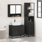 ZNTS 3 Piece Bathroom Furniture Set Black Engineered Wood 3301165