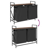 Laundry Basket 2 Compartments with Shelf Brown Oak 859079