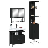 3 Piece Bathroom Furniture Set Black Engineered Wood 3214675