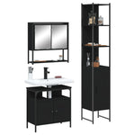 ZNTS 3 Piece Bathroom Furniture Set Black Engineered Wood 3214675
