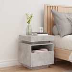 ZNTS Bedside Cabinet with LED Lights Concrete Grey 40x39x48.5 cm 836790