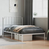 Metal Bed Frame without Mattress with Headboard White 107x203cm 373932