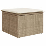 ZNTS 10 Piece Garden Sofa Set with Cushions Beige Poly Rattan 3228898