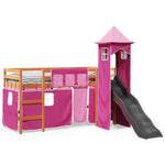 Kids' Loft Bed with Tower Pink 80x200 cm Solid Wood Pine 3309127