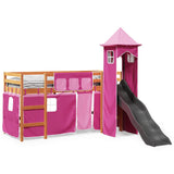 Kids' Loft Bed with Tower Pink 80x200 cm Solid Wood Pine 3309127