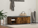 Hall Bench with Cushion with Shelf Smoked Oak 100 x 38 x 46 cm 891516