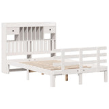 Bookcase Bed without Mattress White 135x190 cm Double Solid Wood Pine 3322787