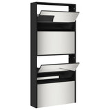 Shoe Cabinet with Mirror 4-Layer Black 63x17x134 cm 3228274
