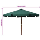 Garden Parasol with Wooden Pole 330 cm Green 47213