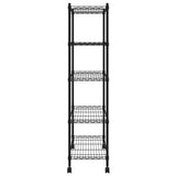 ZNTS 5-Tier Storage Shelf with Wheels 75x35x155 cm Black 250 kg 324630