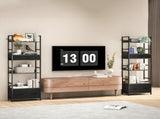 Industrial Style Bookcase, with 4 Shelves and 3 Fabric Drawers - Grey/Black T3398P423871