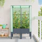 ZNTS Raised Bed with Greenhouse Cover Rattan Look 80x40x140 cm 4015833