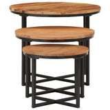 Nesting Coffee Tables 3 pcs Solid Wood Acacia and Iron 372742