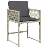 11 Piece Garden Dining Set with Cushions Light Grey Poly Rattan 3211691