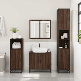 4 Piece Bathroom Furniture Set Brown Oak Engineered Wood 3301189