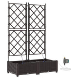Garden Planter 2 pcs Brown 80 x 40 x 126 cm PP 42002827