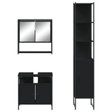 3 Piece Bathroom Furniture Set Black Engineered Wood 3214675