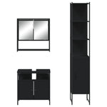 ZNTS 3 Piece Bathroom Furniture Set Black Engineered Wood 3214675