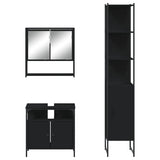 ZNTS 3 Piece Bathroom Furniture Set Black Engineered Wood 3214675