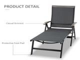 Outdoor Folding Sun Lounger, 5-Position Adjustable Chaise Lounge Chair with Aluminium Frame for T3398P377602