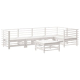 6 Piece Garden Lounge Set White Solid Wood Pine 3186474