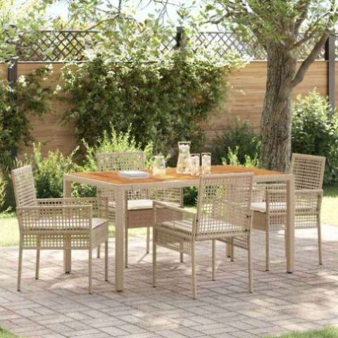 Garden Dining Set 5 pcs Beige Poly rattan 3334919