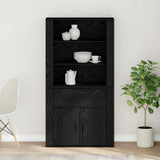 Highboard Black Oak 80 x 33 x 150 cm Engineered Wood 3333080
