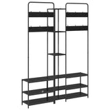 Coat Stand with Shoes Bench Black Oak 143 x 30 x 199.5 cm 8012044