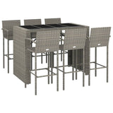 Garden Bar Set Grey PE rattan, powder-coated steel, tempered glass 3187670