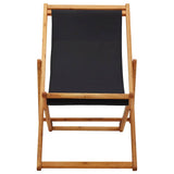 Folding Chair Eucalyptus Wood and Fabric Black 310316