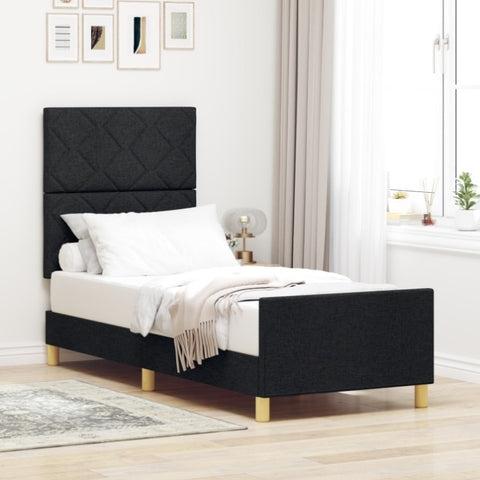 ZNTS Bed Frame Black 80x200 cm Fabric 3344762