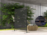 Decorative Privacy Fence Screen, Metal Outdoor Privacy Screen Climbing Plant Trellis with Stand, 122 T3398P555946