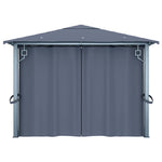 ZNTS Gazebo with Curtain&LED String Lights 4x3 m Anthracite Aluminium 3070336