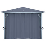 ZNTS Gazebo with Curtain&LED String Lights 4x3 m Anthracite Aluminium 3070336