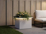 Garden Planter with LED White 40 x 40 x 40 cm Steel 8008128