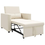 Pull out Sofa Bed Single Cream white 90 x 165 x 87 cm Fabric 42002696