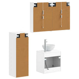 Bathroom Furniture Set 4 pcs White Engineered Wood and Glass 3407423