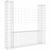 U-shape Gabion Basket with 2 Posts Iron 140x20x150 cm 151282