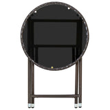 Tea Table Brown 60 cm Poly Rattan and Tempered Glass 310560