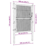 Mesh Garden Gate Galvanised Steel 100x125 cm Grey 145772