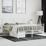 Metal Bed Frame without Mattress with Footboard White 140x200cm 352548